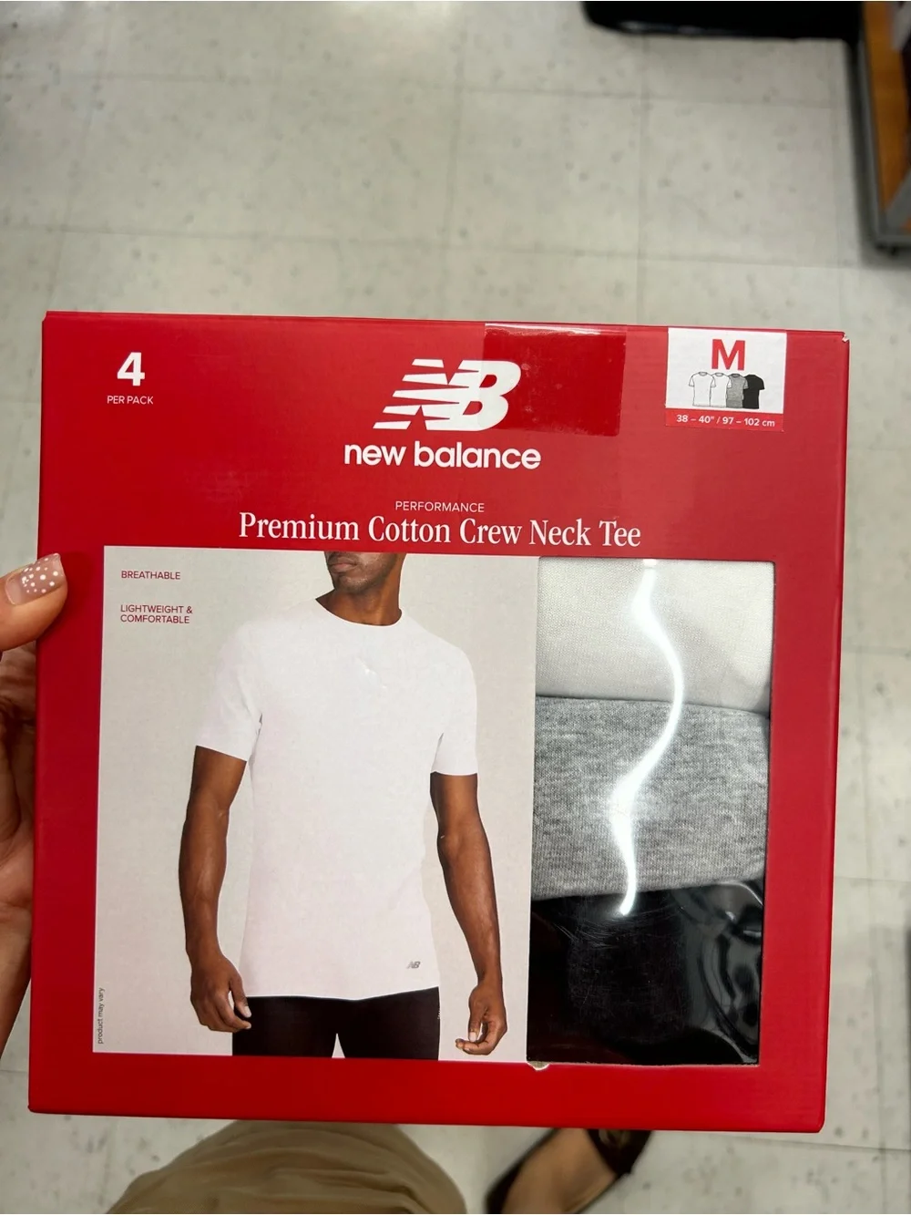 New Balance Men's Premium Cotton Crew Neck Tees - White, Gray, Black (4-Pack)
